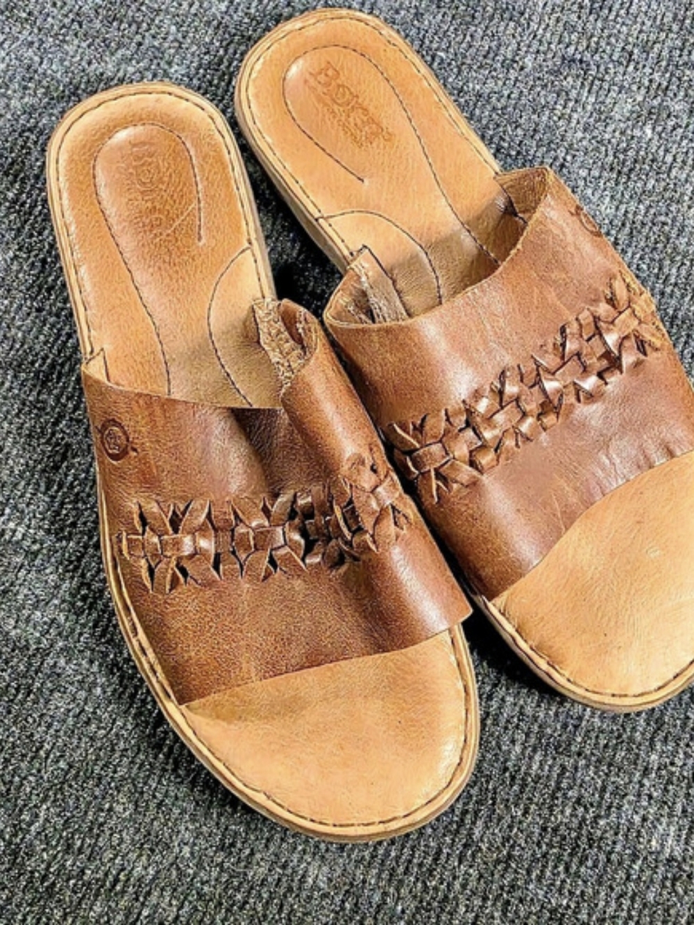 Born Women's Leather Woven Sandals Brown US 8